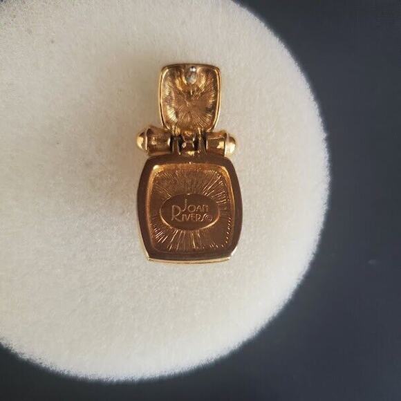 Joan Rivers Gold Tone Celloid & Enamel Hinged Dangle Pierced Earrings Signed VTG - Picture 5 of 6